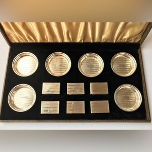 6 Sets of Web Sterling Ashtrays And Match Box Holders / Covers